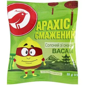 Арахіс Auchan смажений солоний зі смаком васабі 35г - Photo 1