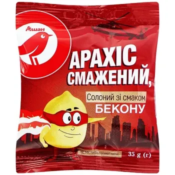 Арахіс Auchan смажений солоний зі смаком бекону 35г - Photo 1