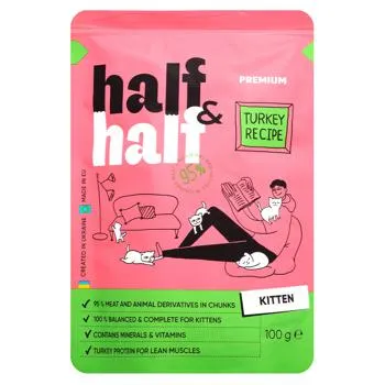 Корм вологий Half&Half з індичкою для кошенят 100г - Photo 3
