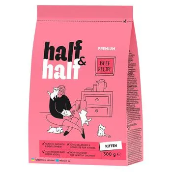 Корм сухий Half&Half з яловичиною для кошенят 300г - Photo 1