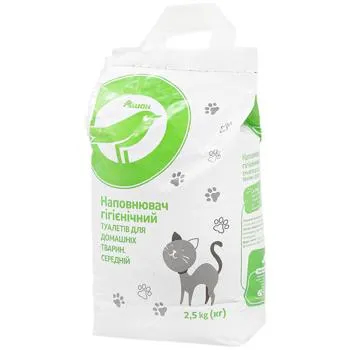 Наповнювач Auchan гігієнічний для тварин середній 2,5кг - Photo 1