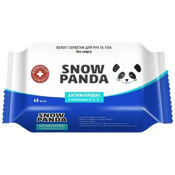 Серветки вологі Сніжна Панда антимікробні 60шт - Фото 1