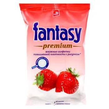 Серветки вологі Fantasy Premium з ароматом полуниці 15шт - Photo 1