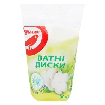 Ватні диски Aшан бавовна та бамбук 30шт - Photo 1