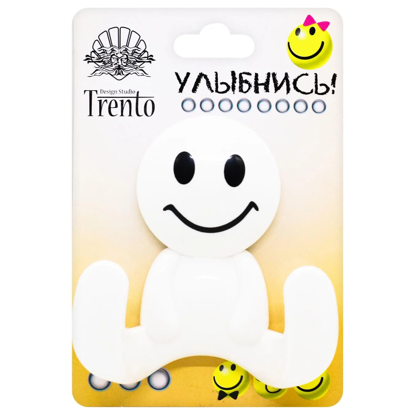 Гачок Trento подвійний білий на присосці - Фото 1