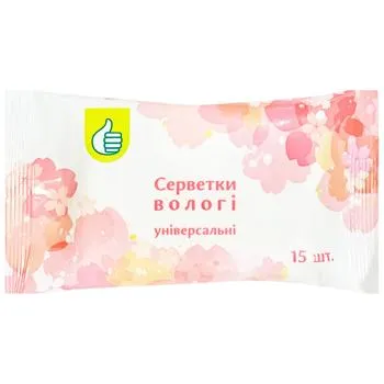 Сервтки вологі Auchan рожеві 15шт - Photo 1