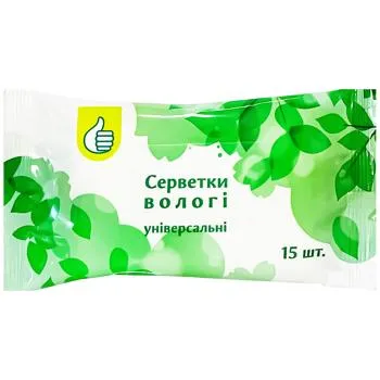 Сервтки вологі Auchan зелені 15шт - Photo 1