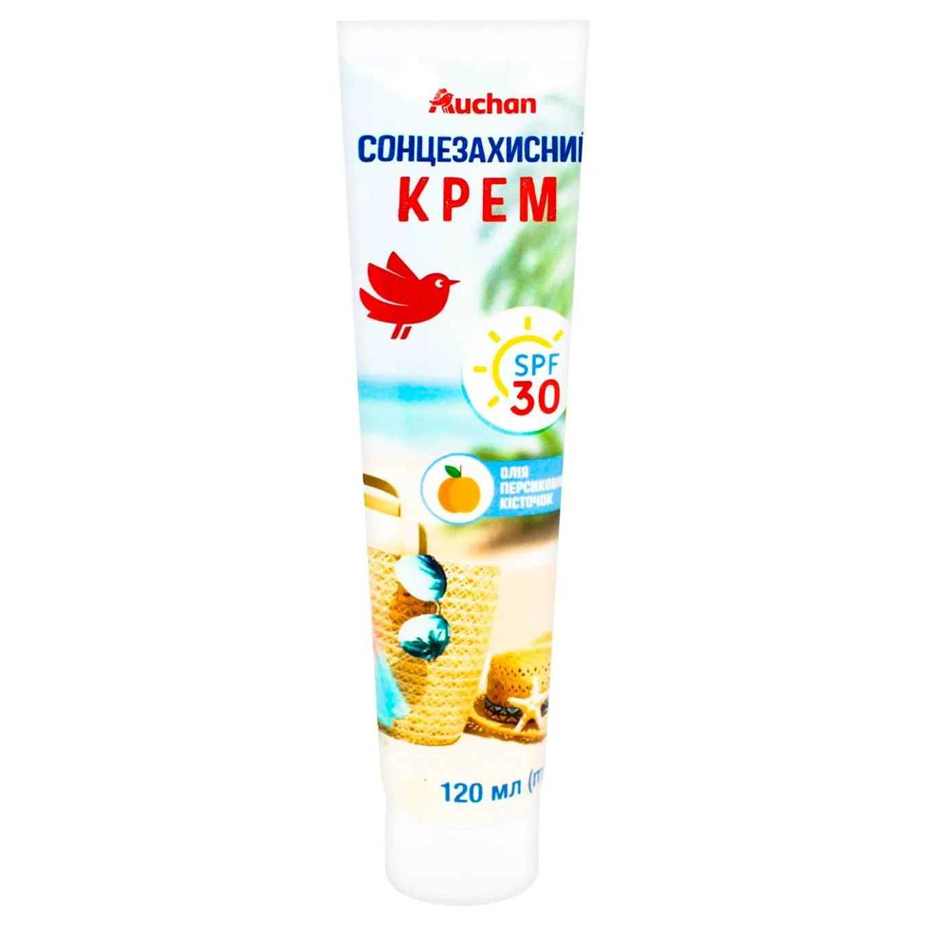 Крем сонцезахисний Auchan SPF30 120мл - Фото 1