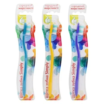 Зубна щітка Auchan Simply середньої жорсткості - Photo 1