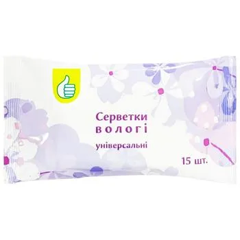 Сервтки вологі Auchan блакитні 15шт - Photo 1