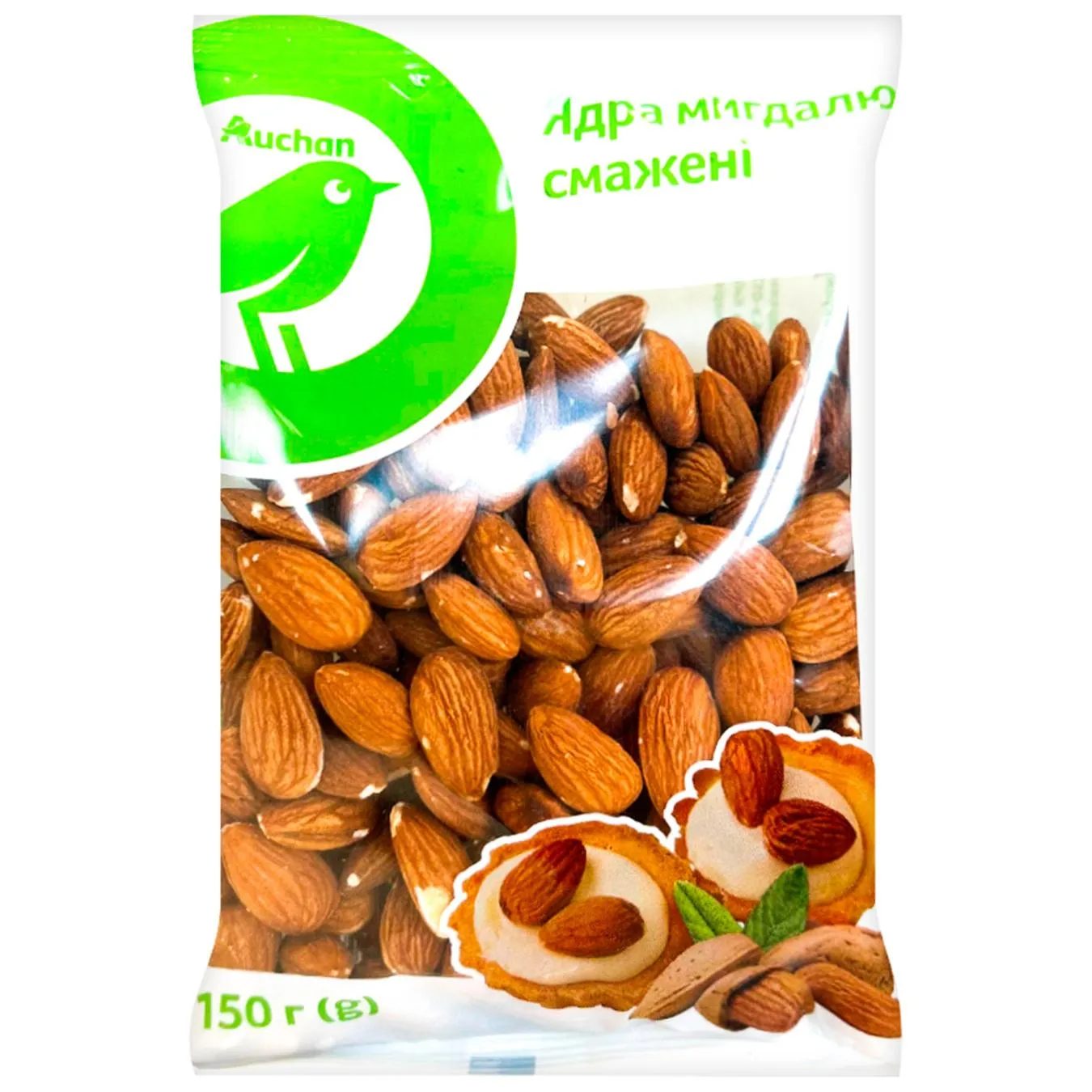 Ядра мигдалю Auchan смажені 150г - Фото 1