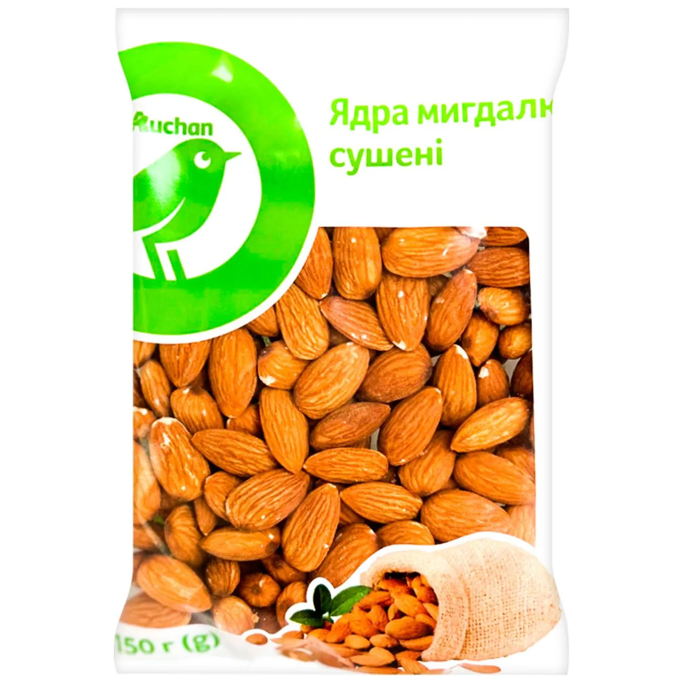 Ядра мигдалю Auchan сушені 150г - Фото 1