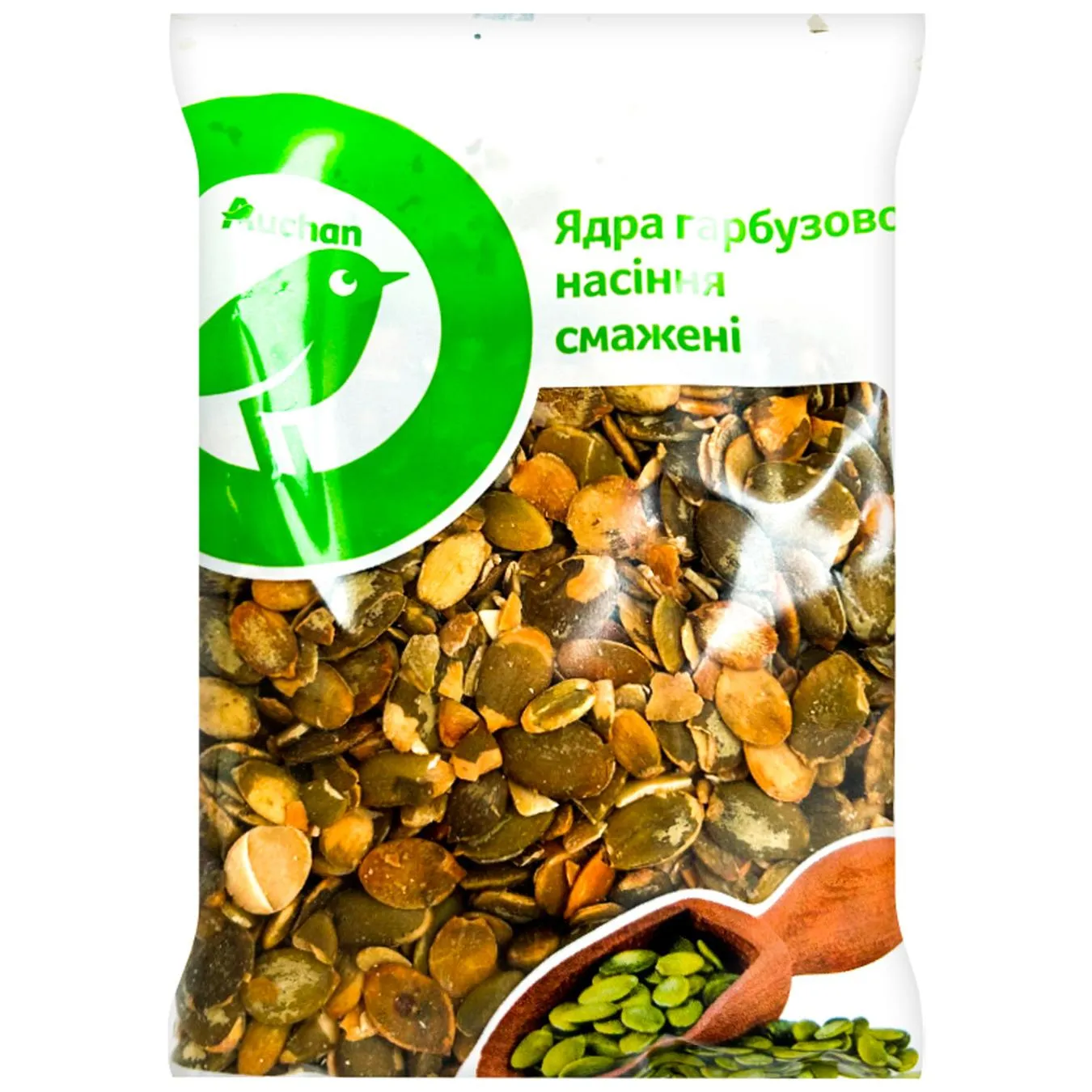 Ядра насіння гарбузового Auchan смажені 150г - Фото 1