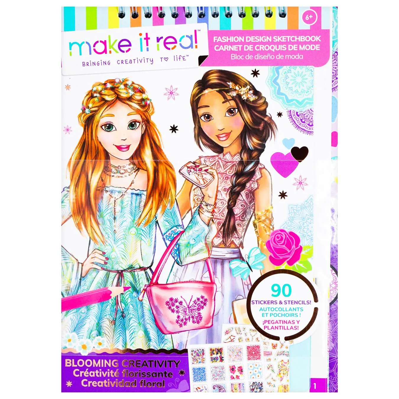 Блокнот Make It Real Квіткова фантазія із трафаретами та наліпками для створення модних колекцій - Фото 1