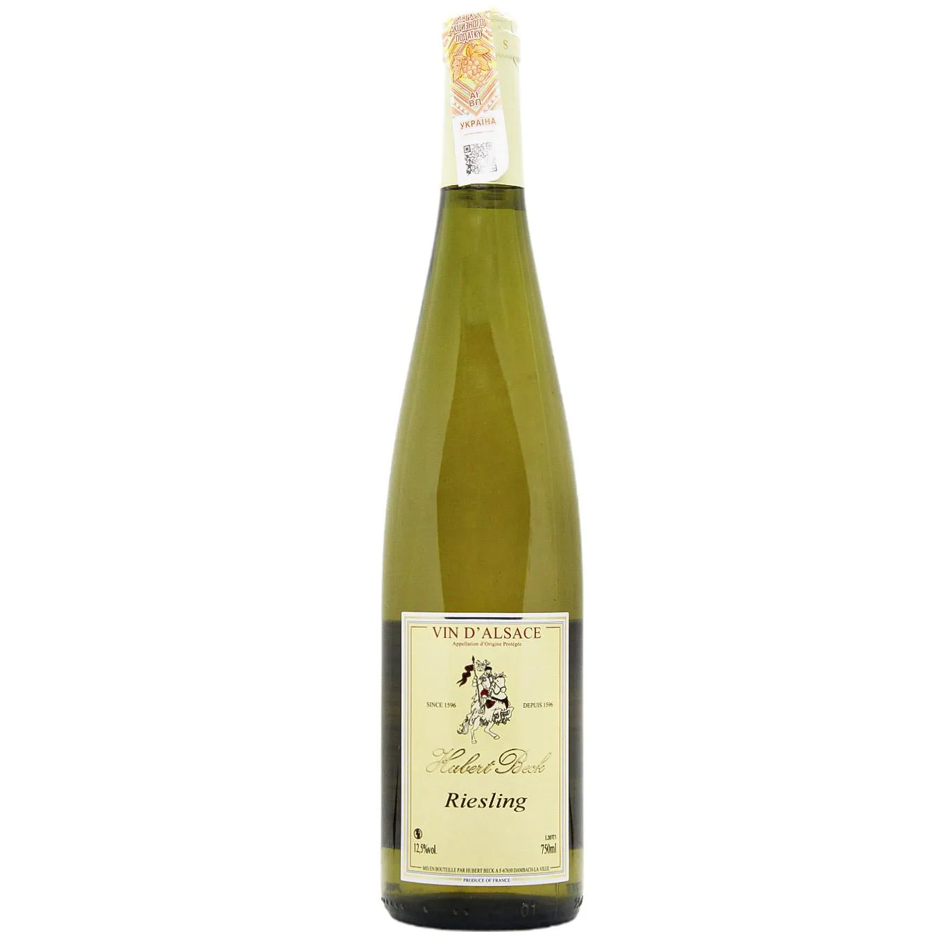Вино Hubert Beck Riesling біле напівсухе 12.5% 0,75л - Фото 1