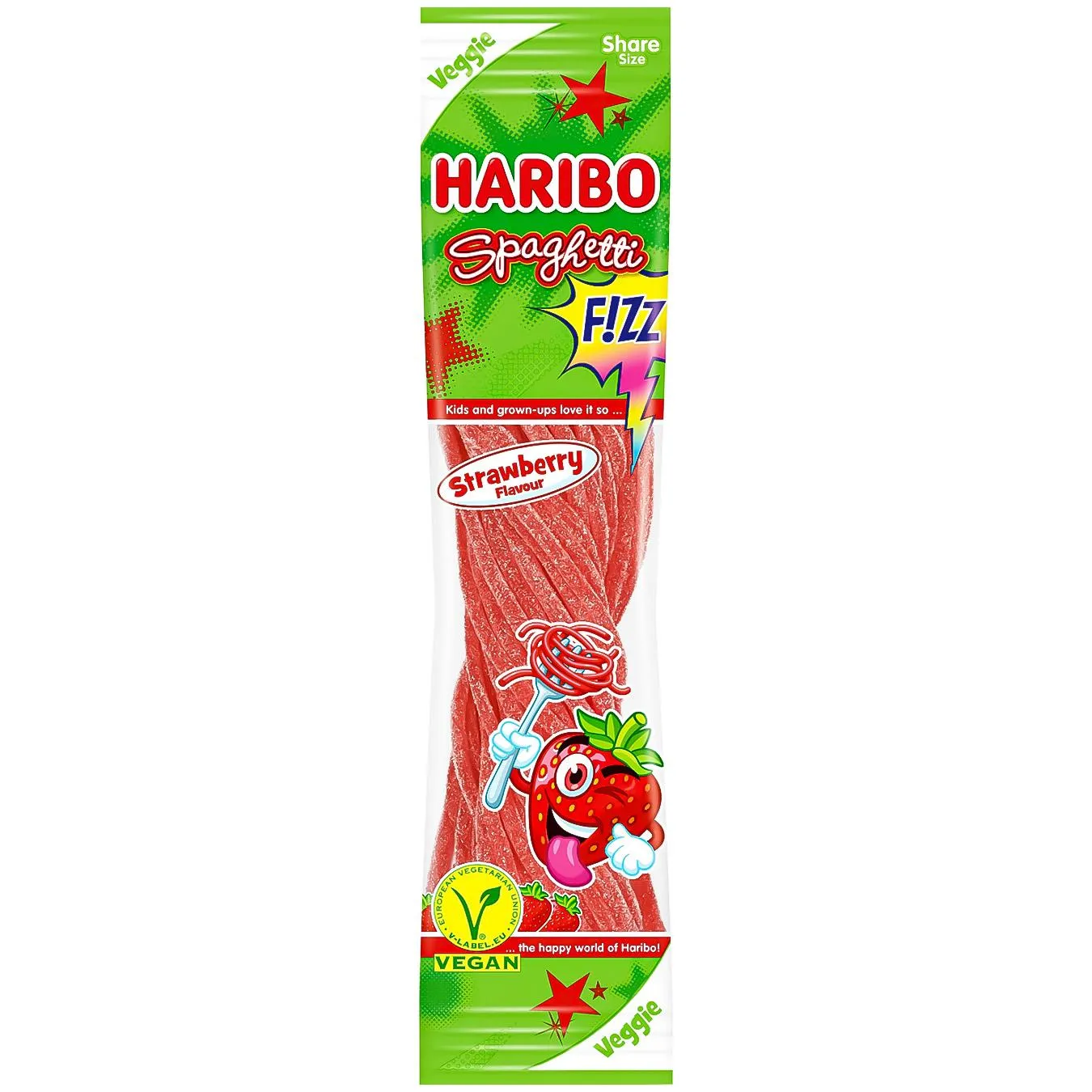 Цукерки Haribo Spaghetti Fizz Strawberry желейні 200г - Фото 1