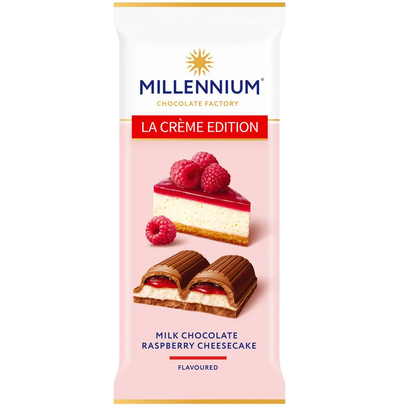Шоколад молочний Millennium La Creme Edition з кремовою та малиновою начинками 100г - Фото 3
