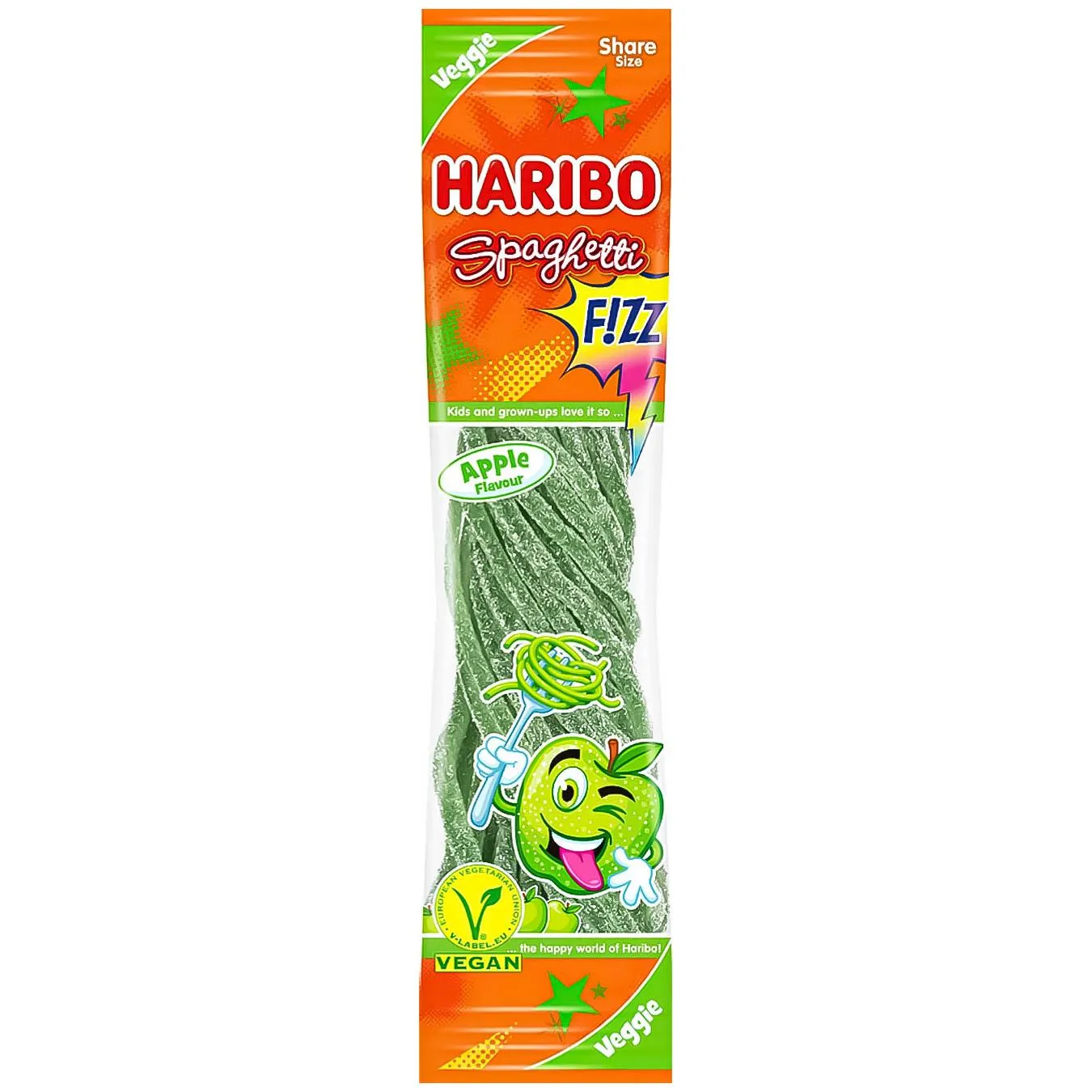 Цукерки Haribo Spaghetti Fizz Apple желейні 200г - Фото 1