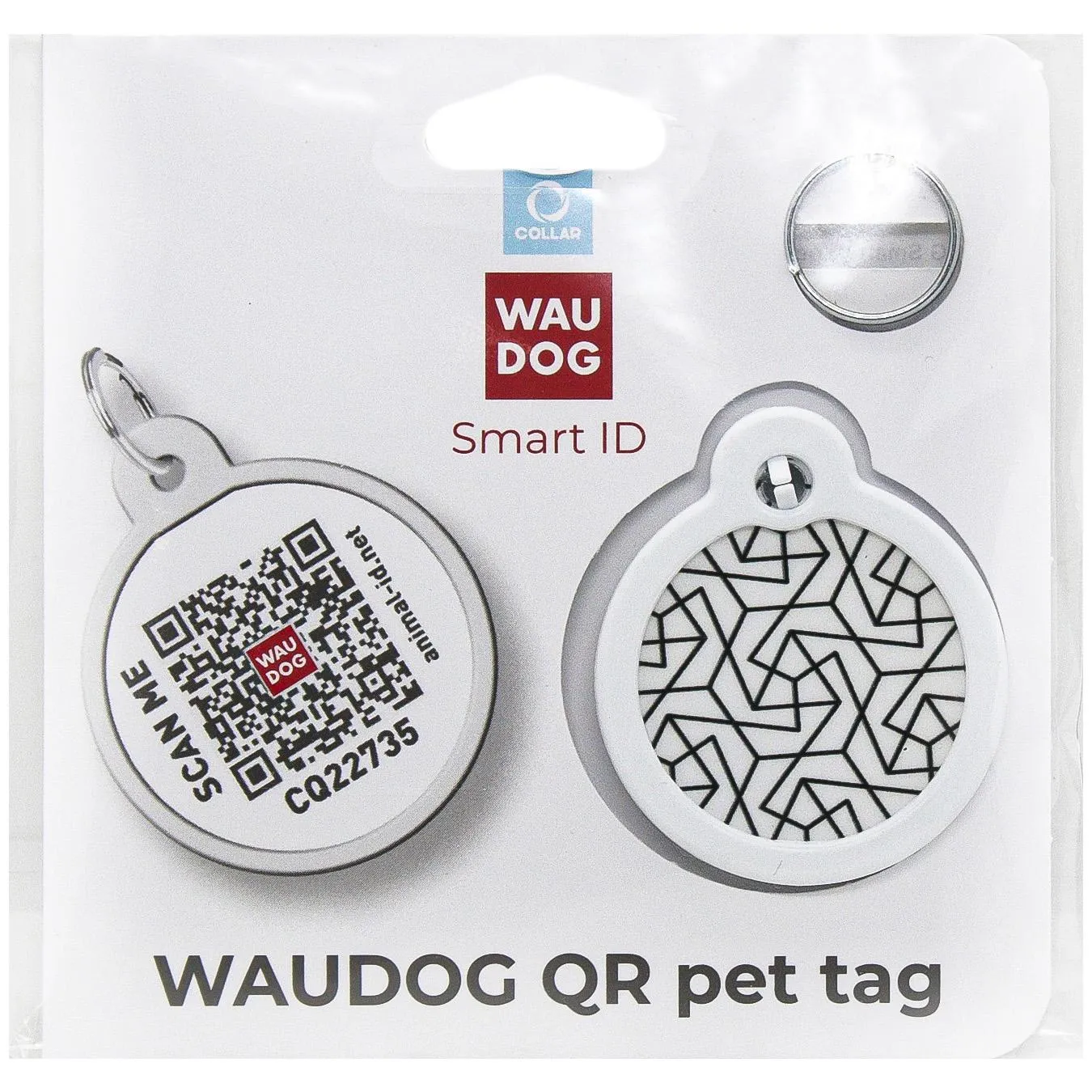Адресник для собак і котів WAUDOG Smart ID з QR паспортом, Геометрія, M, діаметр 30мм - Фото 1