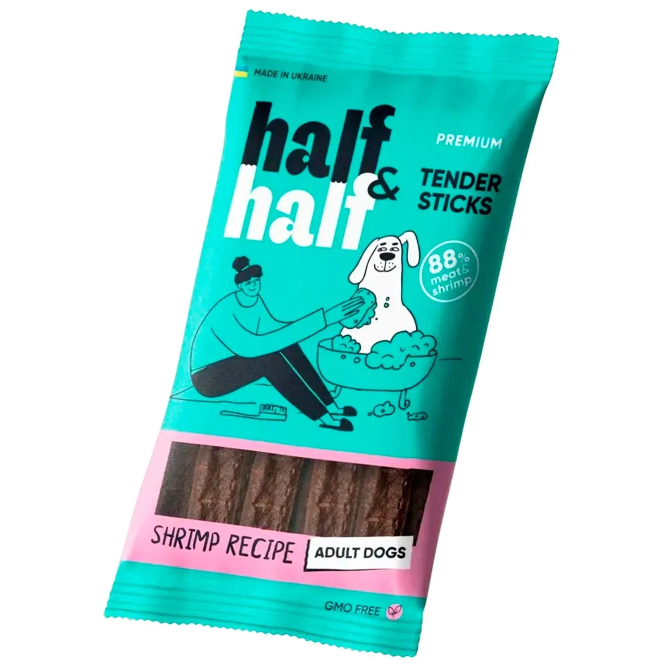 Ласощі для собак Half&Half Meaty Stick палички з креветкою 100г - Фото 1