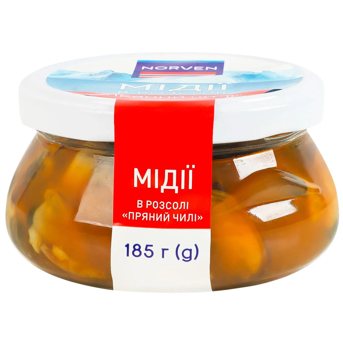 Мідії Norven в пряному розсолі чилі 185г - Фото 1