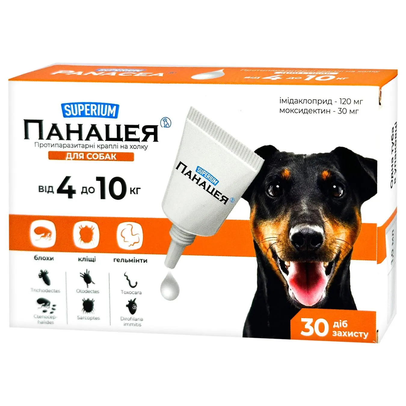Протипаразитарні краплі на холку Superium Панацея для собак від 4 до 10кг 1мл - Фото 1