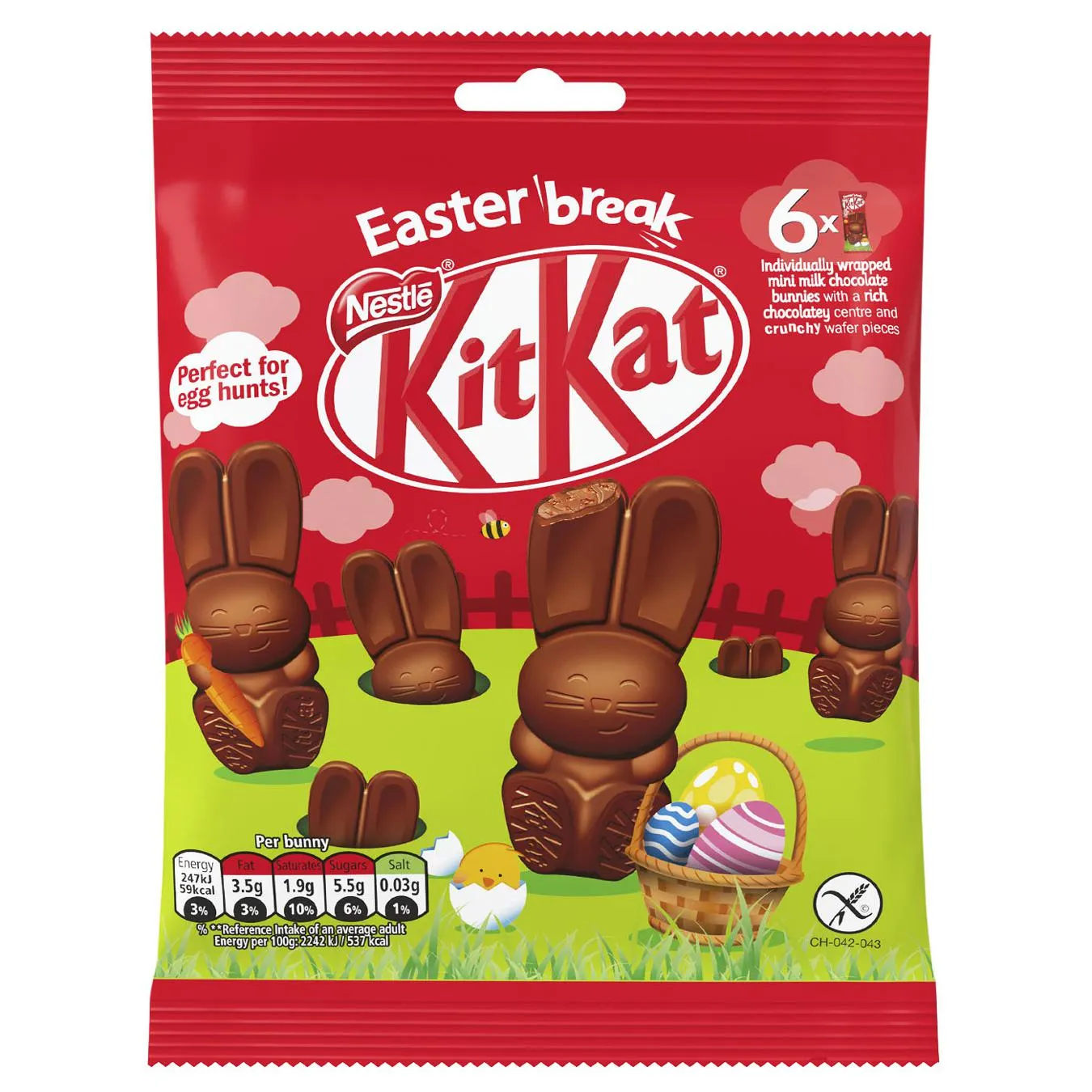 Фігурки шоколадні NESTLÉ® KITKAT® Кролики з рисовими кріпсами, печивом та вафлями 66г - Фото 1