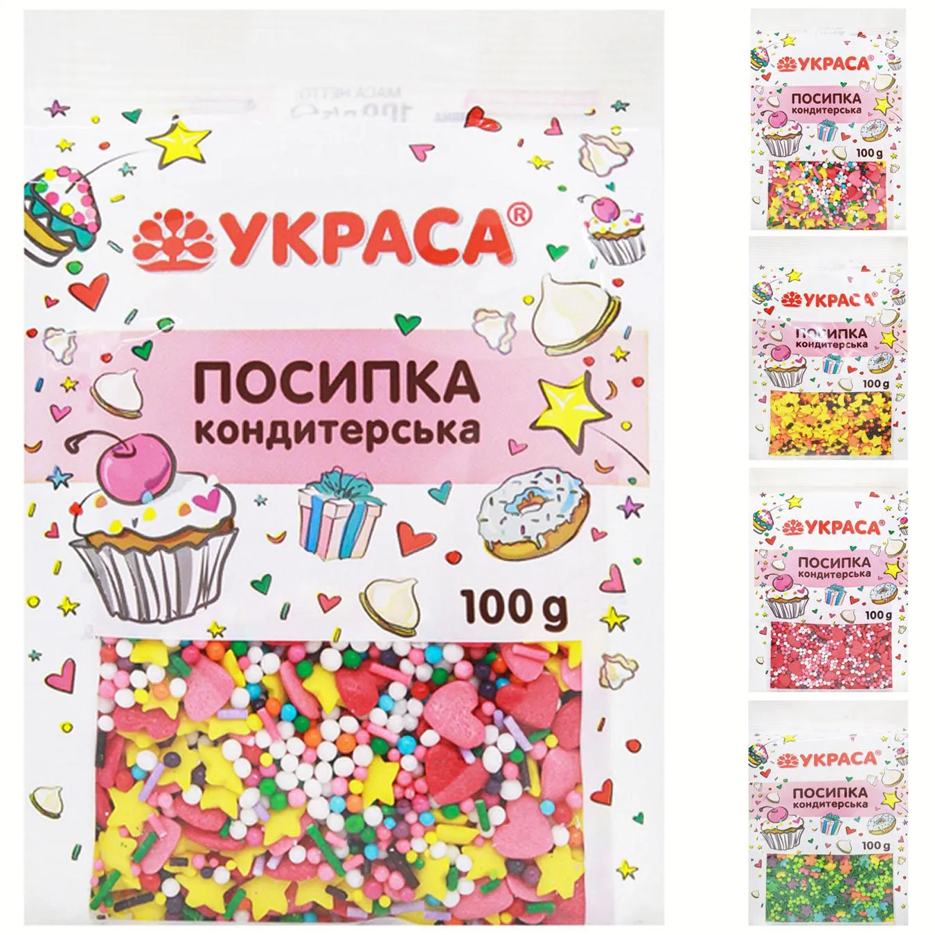 Посипка Украса кондитерська 100г в асортименті - Фото 1