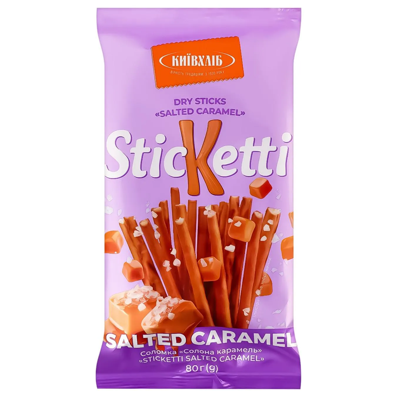 Соломка Київхліб Sticketti Солона карамель 80 г - Фото 1