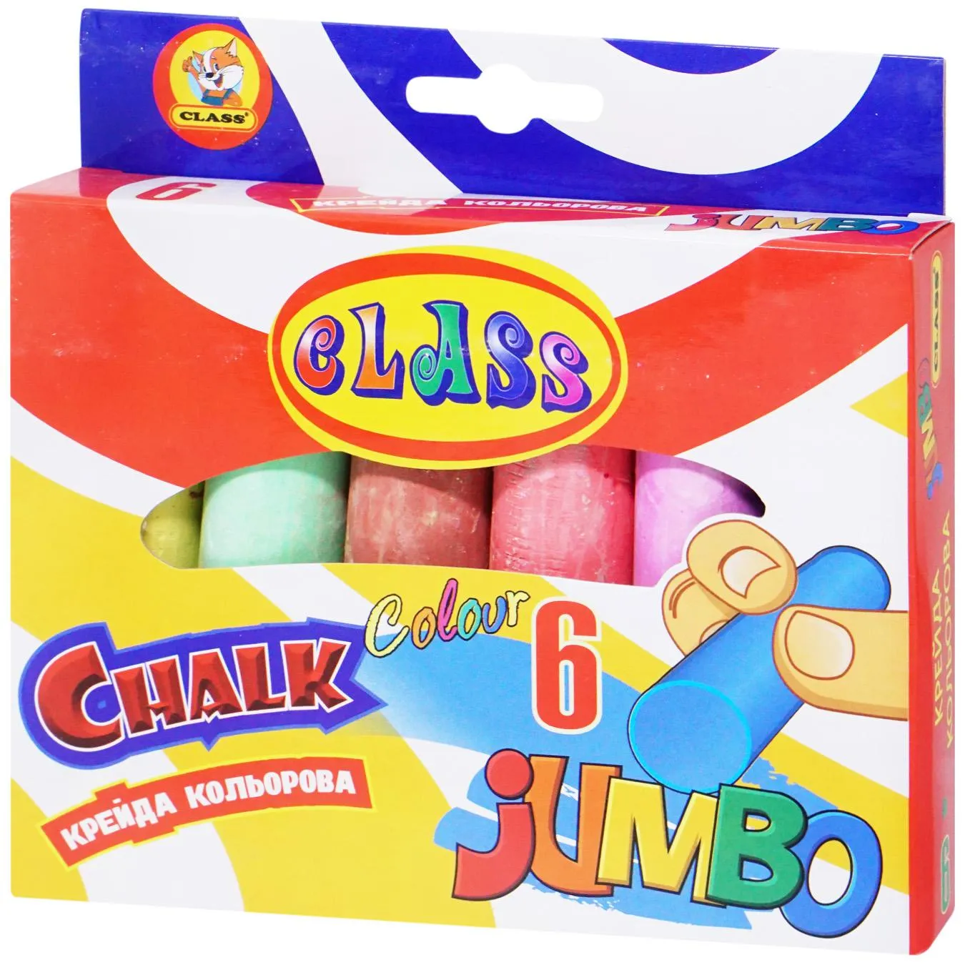 Крейда Class Jumbo кольорова 6шт - Фото 1