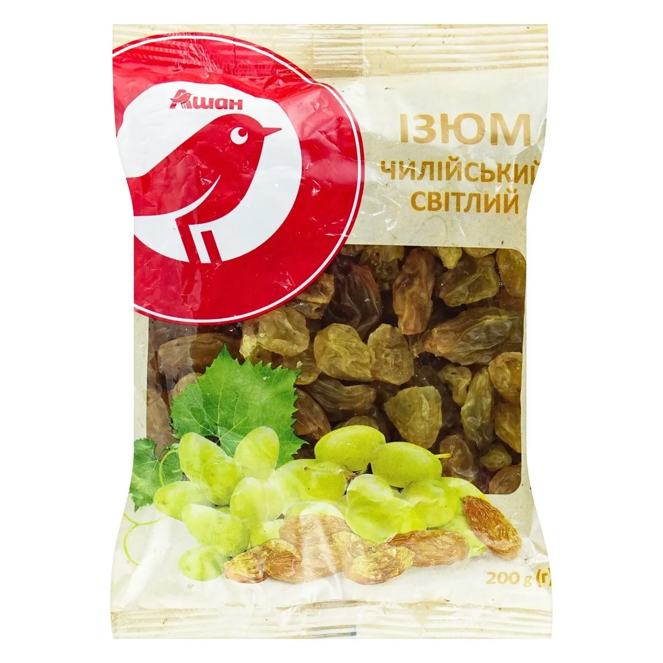Родзинки Auchan світлі чилійські 200г - Фото 1