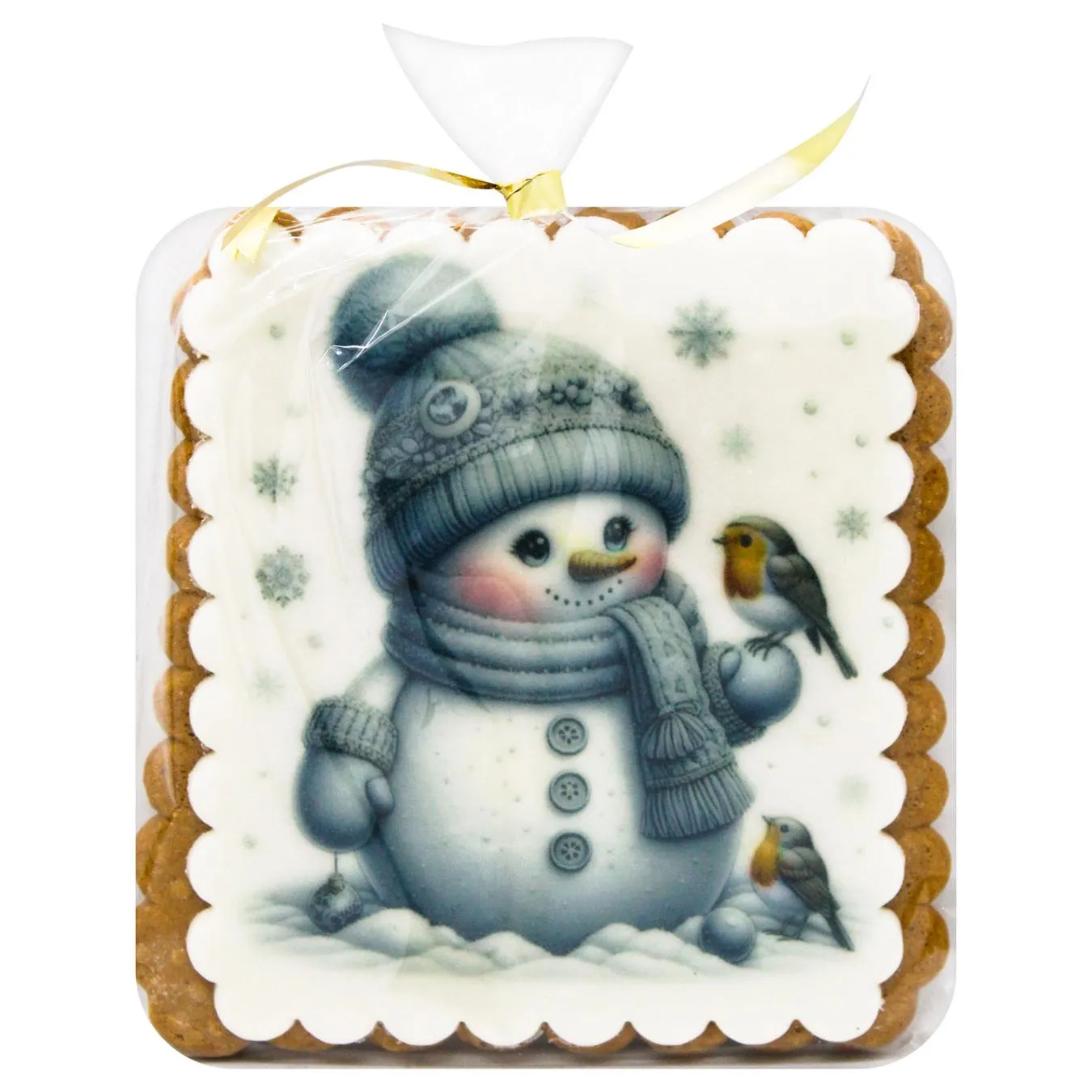 Пряник Добрик Сніговик з пташками з білим шоколадом - Фото 1