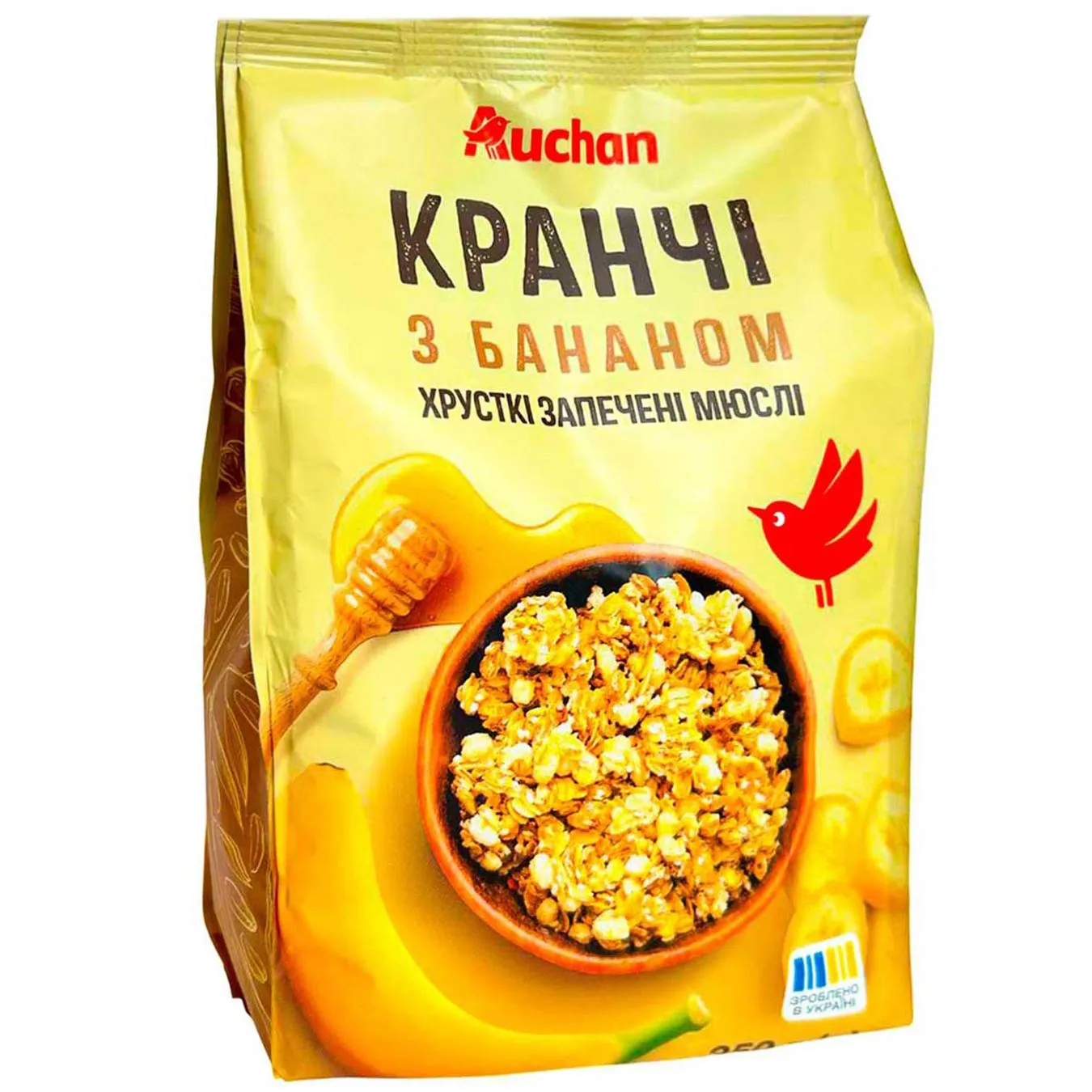 Кранчі Auchan з бананом 350г - Фото 1