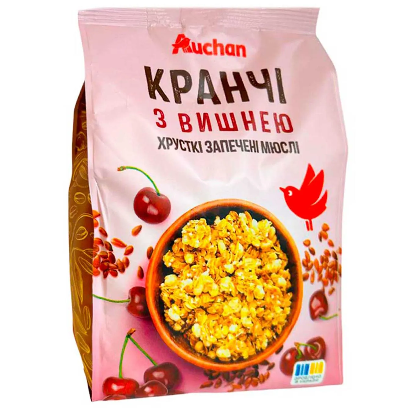Кранчі Auchan з вишнею 350г - Фото 1