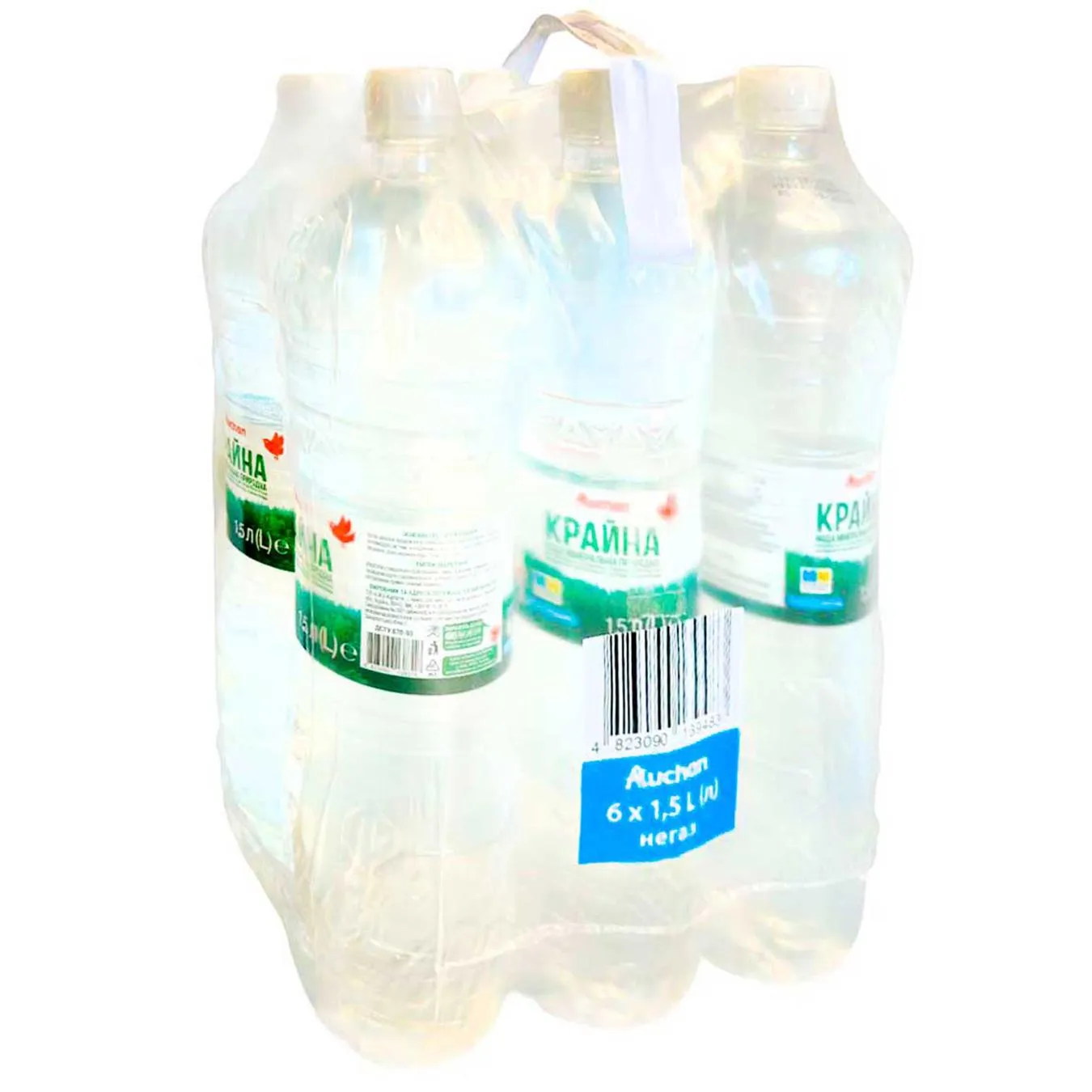Вода мінеральна Auchan Крайна негазована 1,5л х 6шт - Фото 1