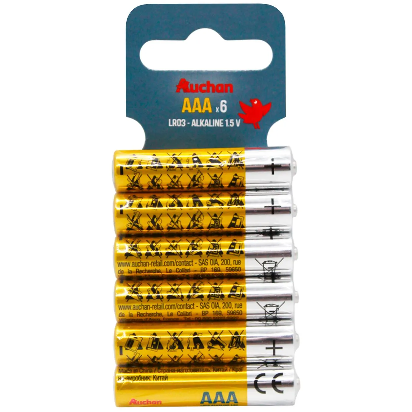 Батарейки Auchan алкалінові AАA 6шт - Фото 1