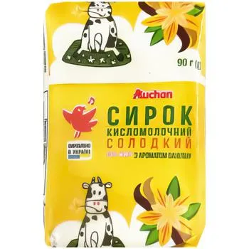 Сирок Auchan солодкий ваніль 15% 90г - Photo 1