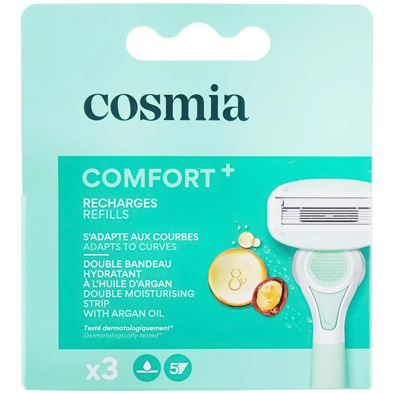 Змінні касети Cosmia Comfort+ жіночий 5 лез 3 шт (3596710541140) - Фото 1