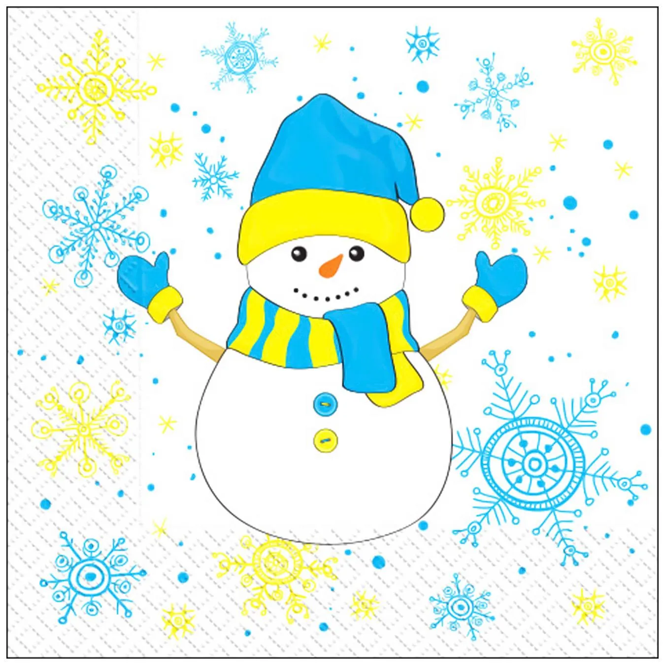 Серветки Марго Сніговик тришарові 33х33см 18шт - Фото 1