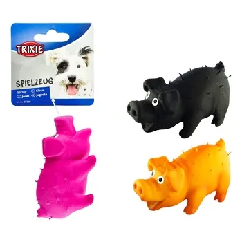 Іграшка для собак Trixie Свинка з щетиною з пискавкою 10см латекс кольори в асортименті - Фото 1