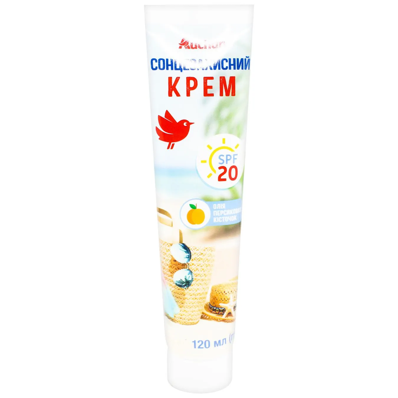 Крем Auchan сонцезахисний SPF20 120мл - Фото 1