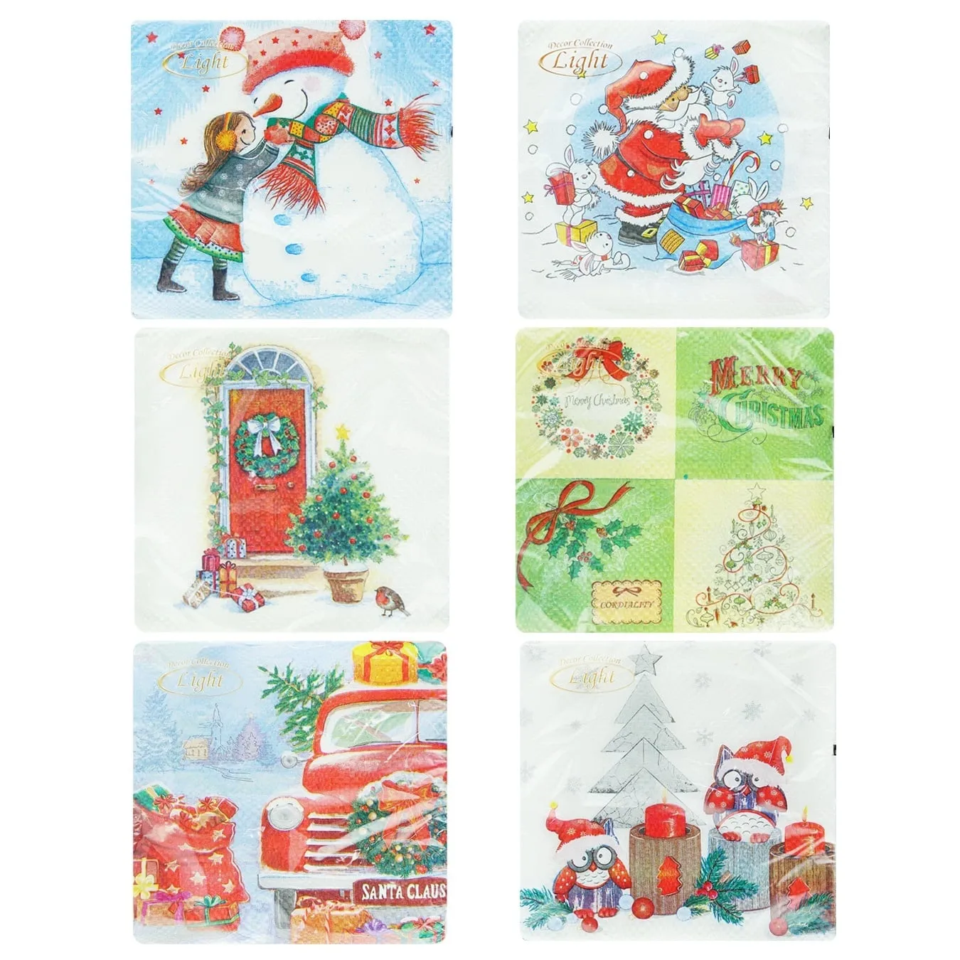 Серветки новорічні двошарові 33*33см 15шт в асортименті - Фото 1