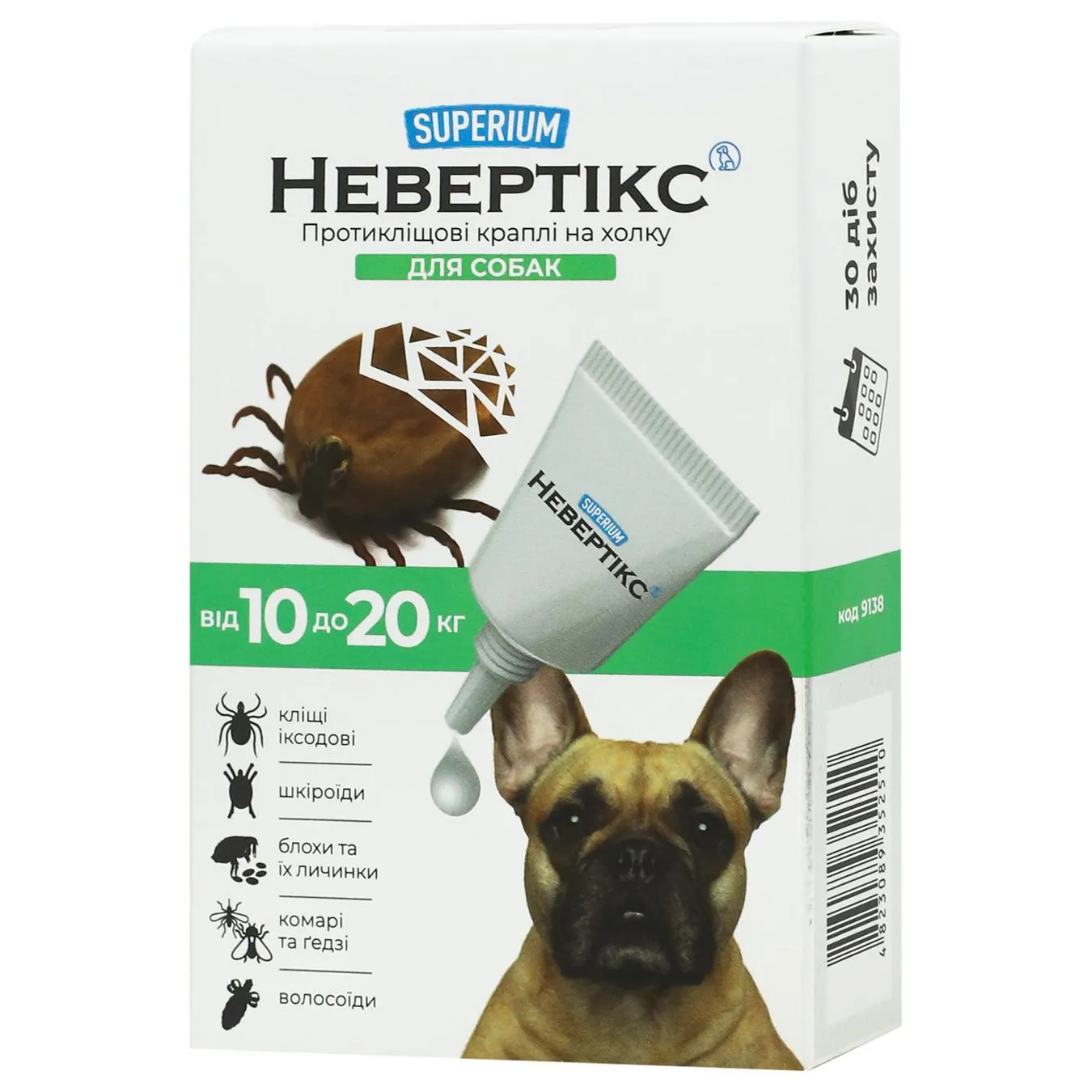 Краплі на холку Superium Nevertix для собак від 10 до 20кг від зовнішніх паразитів 1 піпетка - Фото 3