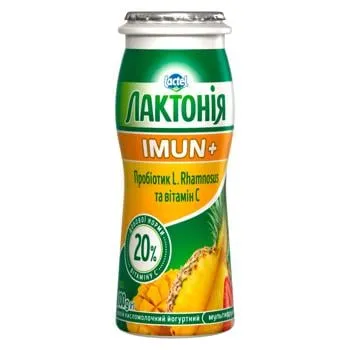 Напій кисломолочний Лактонія Мультифрукт Imun + 1,5% 100г - Photo 3