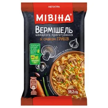 Вермішель МІВІНА® зі смаком грибів негостра 59,2г - Photo 1