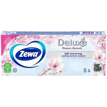 Паперові носові хусточки Zewa Deluxe 3 шари 10 упаковок по 10 шт - Фото 4