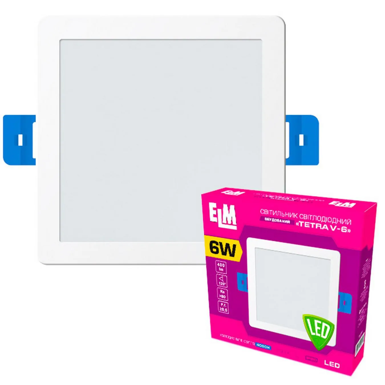 Світильник вбудований квадратний світлодіодний ELM Tetra V 6W 4000 26-0087 - Фото 1