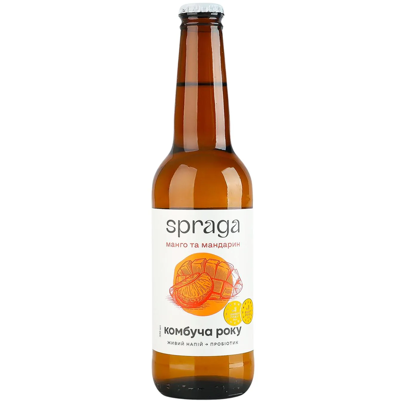 Комбуча Spraga манго та мандарин скло 330мл - Фото 1