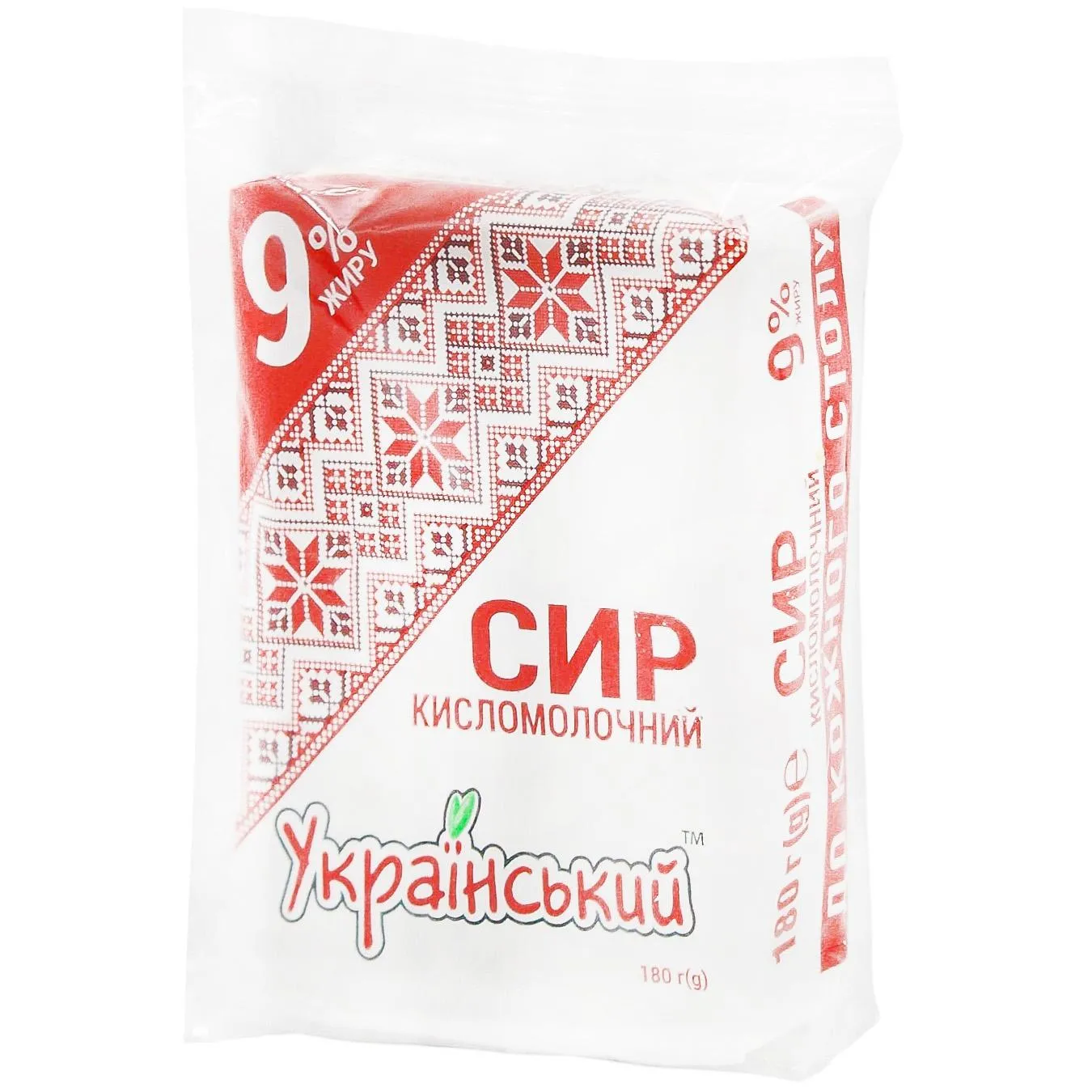 Сир кисломолочний Український 9% 180г - Фото 1
