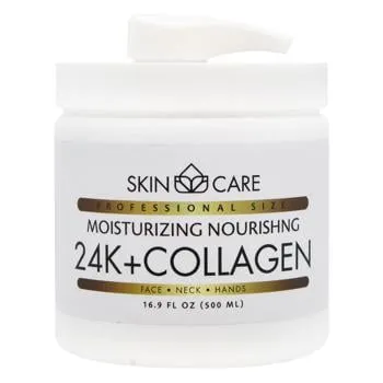 Крем для обличчя, шиї і рук Skin Care Зволожуюючий і живильний із 24-каратним золотом і колагеном 500мл - Фото 4